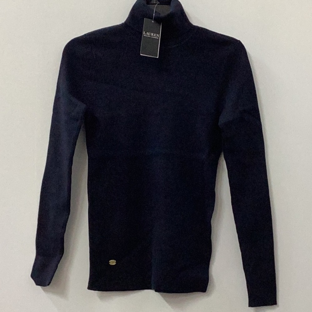 Petite Ribbed Turtleneck Sweater Navy